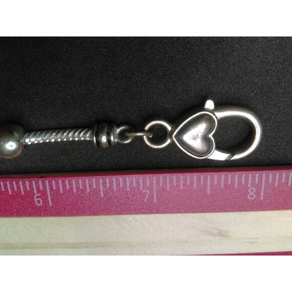 Silver Bracelet with Love Hearts Rings many Charms 8 inches - Picture 4 of 6